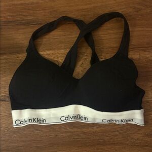 Calvin Klein Black and White Logo Band Bra